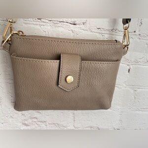 Vegan Champagne Leather Crossbody w/ Strap - New like condition No flaws